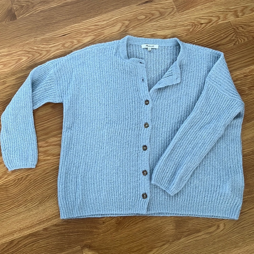 Madewell Bellaire Cardigan Sweater Size XXS Dusty Pool